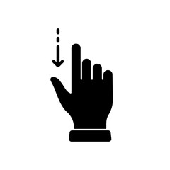 Hand Finger Swipe and Drag Down Silhouette Icon. Pinch Screen, Rotate on Screen Glyph Pictogram. Gesture Slide Down Icon. Isolated Vector Illustration