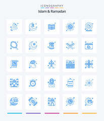 Creative Islam And Ramadan 25 Blue icon pack  Such As muslim. decoration. moon. art. muslim