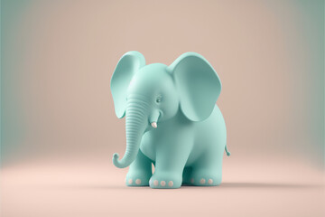 Obraz premium 3d elephant isolated on light background. toy, birthday, kids, generative ai