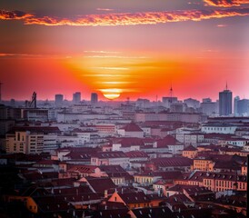 sunset over the city