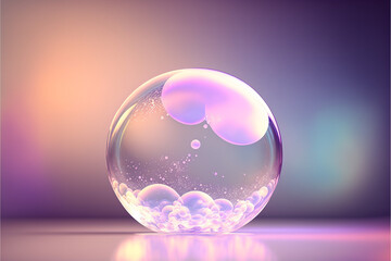 soap bubbles on colorful background generative ai