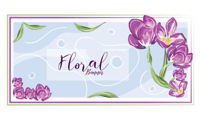Isolated watercolored floral banner with text Vector