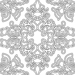 Full Tile Swirls Mosaic Design Lineart Illustration