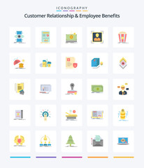Creative Customer Relationship And Employee Benefits 25 Flat icon pack  Such As theater. profile image. money. id. user