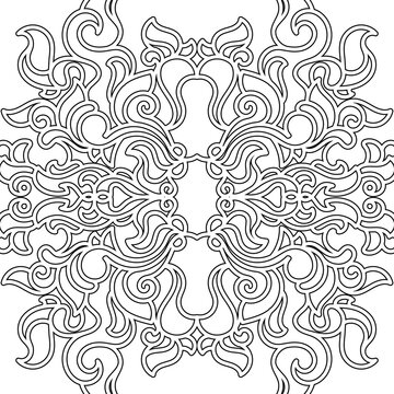 Elegant Center Tile Mosaic Swirls Lineart Illustration