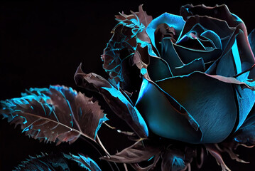 Obraz premium Black of neon flower Generative AI