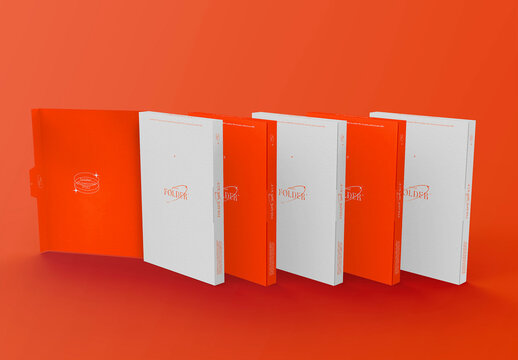 3d Set of Splipcase Folders Mockup