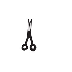 Scissor icon. Hand drawn professional pair of scissors cutting hair or needlework. Craft and scissoring flat creative scissors. Vector illustration