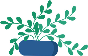 Green plant in pot vector. Home gardening concept. 