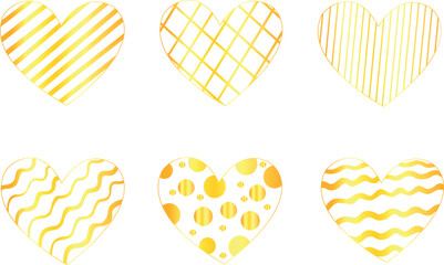Golden hearts pattern. Valentine's day vector elements. Romantic decoration