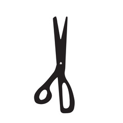 Scissor icon. Hand drawn professional pair of scissors cutting hair or needlework. Craft and scissoring flat creative scissors. Vector illustration