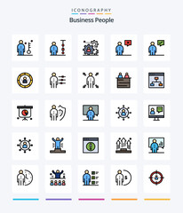 Creative Business People 25 Line FIlled icon pack  Such As corporate. business. corporate management. teamwork. production