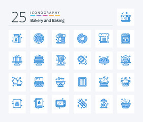 Baking 25 Blue Color icon pack including chef. sweets. appliances. food. mixer