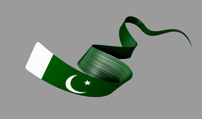 Waving ribbon or banner with flag of Pakistan. Template independence day 3d illustration