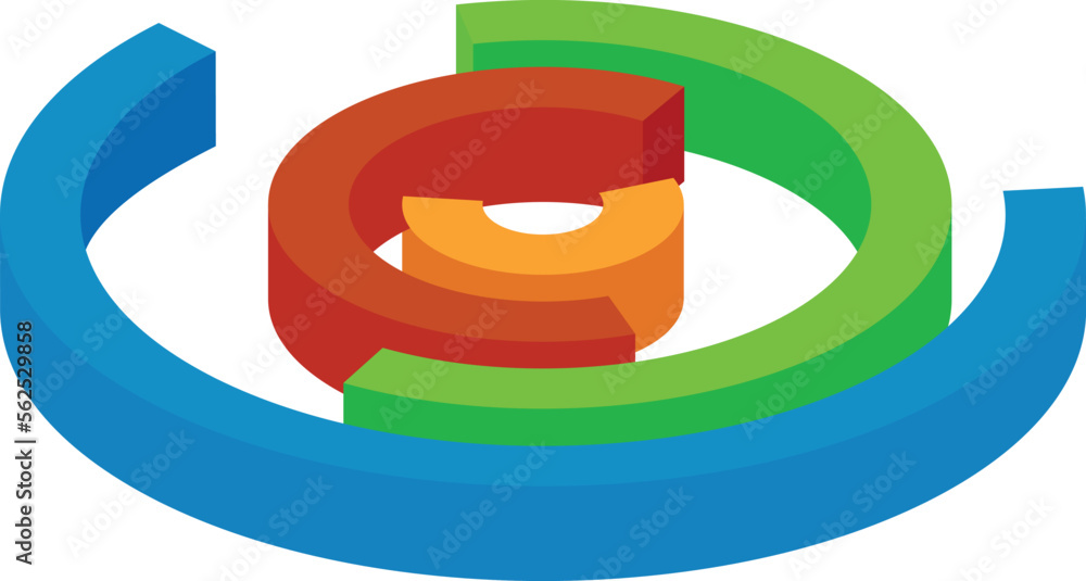 Poster progress round chart infographic in 3d isometric style