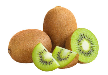 Delicious ripe kiwi fruits cut out