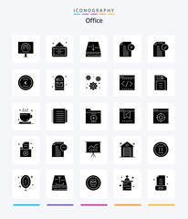 Creative Office 25 Glyph Solid Black icon pack  Such As office. delete note. office. delete document. down