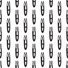 Scissor seamless pattern. Hand drawn professional pair of scissors cutting hair. Craft and scissoring. Vector print on white background