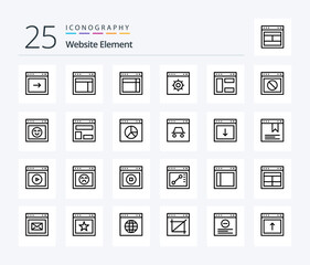 Website Element 25 Line icon pack including website. warning. website. stop. website