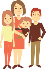 Fototapeta premium Mother and three kids together. Happy family portrait