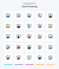 Creative Cloud Computing 25 Line FIlled icon pack  Such As error. telephone. cloud. phone. call