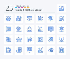 Hospital & Healthcare Concept 25 Blue Color icon pack including compass. local. medical. hospital. xray
