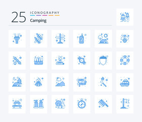 Camping 25 Blue Color icon pack including bee. outdoors. arrows. outdoor. camp