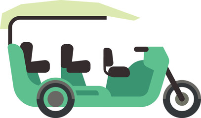 Passenger tricycle icon. Green asian city transport