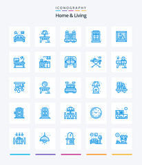 Creative Home And Living 25 Blue icon pack  Such As interior. window. desk. living. speaker