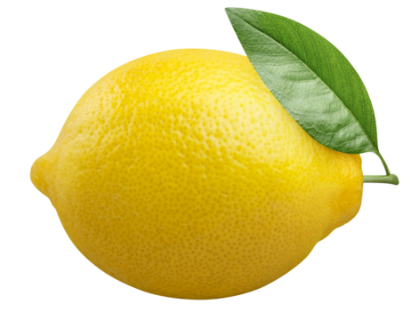 Delicious ripe lemon with leaf cut out