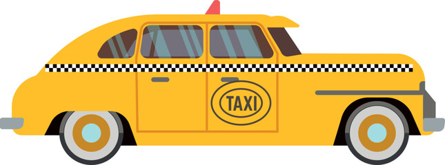 Yellow taxi cab icon. Cartoon passenger service car