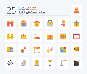 Building And Construction 25 Flat Color icon pack including building. city. construction. building. grinder