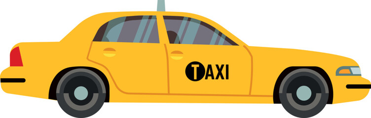 Yellow taxi side view. Cartoon car icon © MicroOne