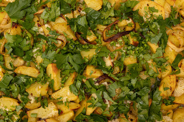 Baked potatoes in the oven.