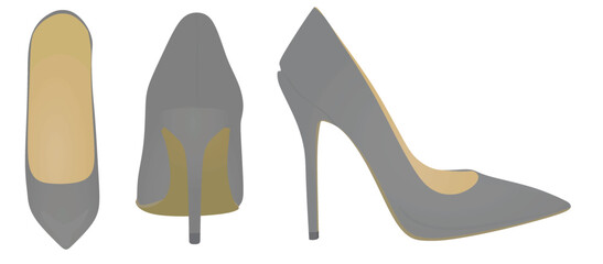 Grey  elegant shoe. vector illustration