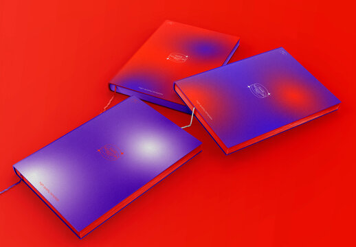 3d Hard Cover Books with Bookmark Mockup
