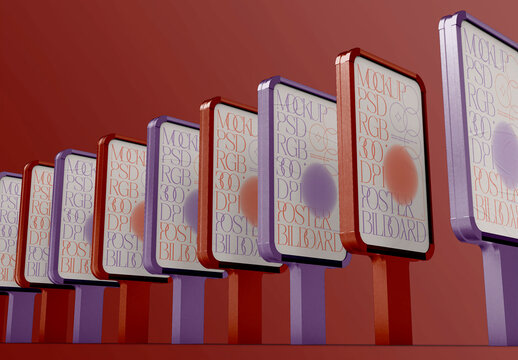 3d Array of Kiosk Advertisement Mockup