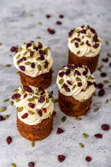muffins with cream and nuts