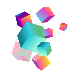 Rainbow Cube Vector White Background. Iridescent