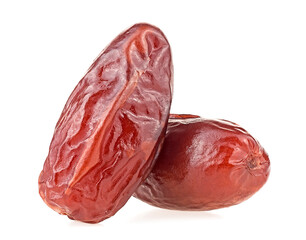 Dried date fruits isolated on a white background. Tasty sweet dates.