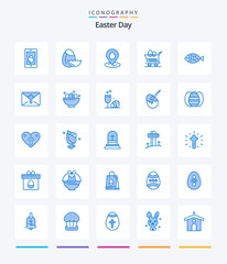 Creative Easter 25 Blue icon pack  Such As easter. fish. pin. shopping. trolley