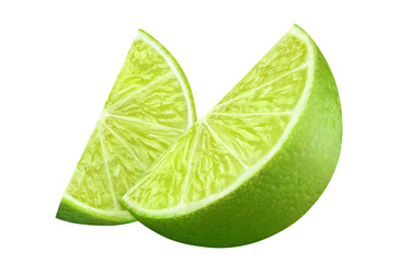 Fresh lime slices cut out