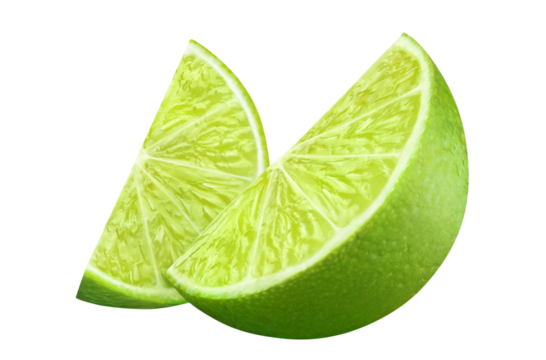 Fresh lime slices cut out