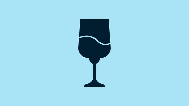 Blue Jewish goblet icon isolated on blue background. Jewish wine cup for kiddush. Kiddush cup for Shabbat. 4K Video motion graphic animation