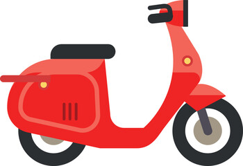 Red scooter icon. Cartoon moped side view