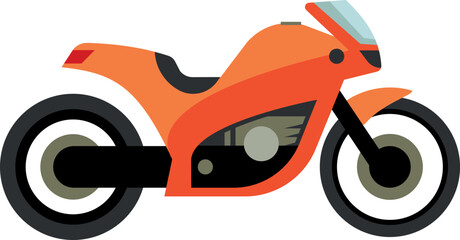 Orange motorcycle. Fast speed bike side view