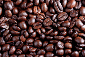 Close-up of roasted coffee beans.