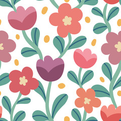 Hand drawn floral pattern. Seamless leaves vector background. Elegant colorful template for fashion print, fabric or wallpaper.