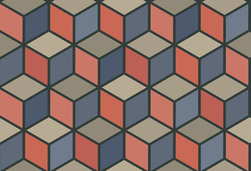 Color seamless pattern. Cube ornament. Decorative tile
