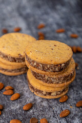 alfajor dulce de leche almonds ready to eat